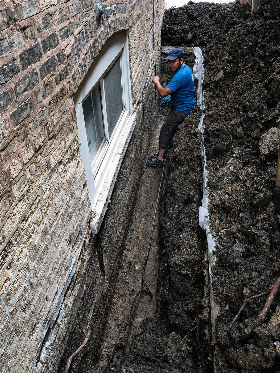 Foundation Drain Excavation by Home Service Plumbing